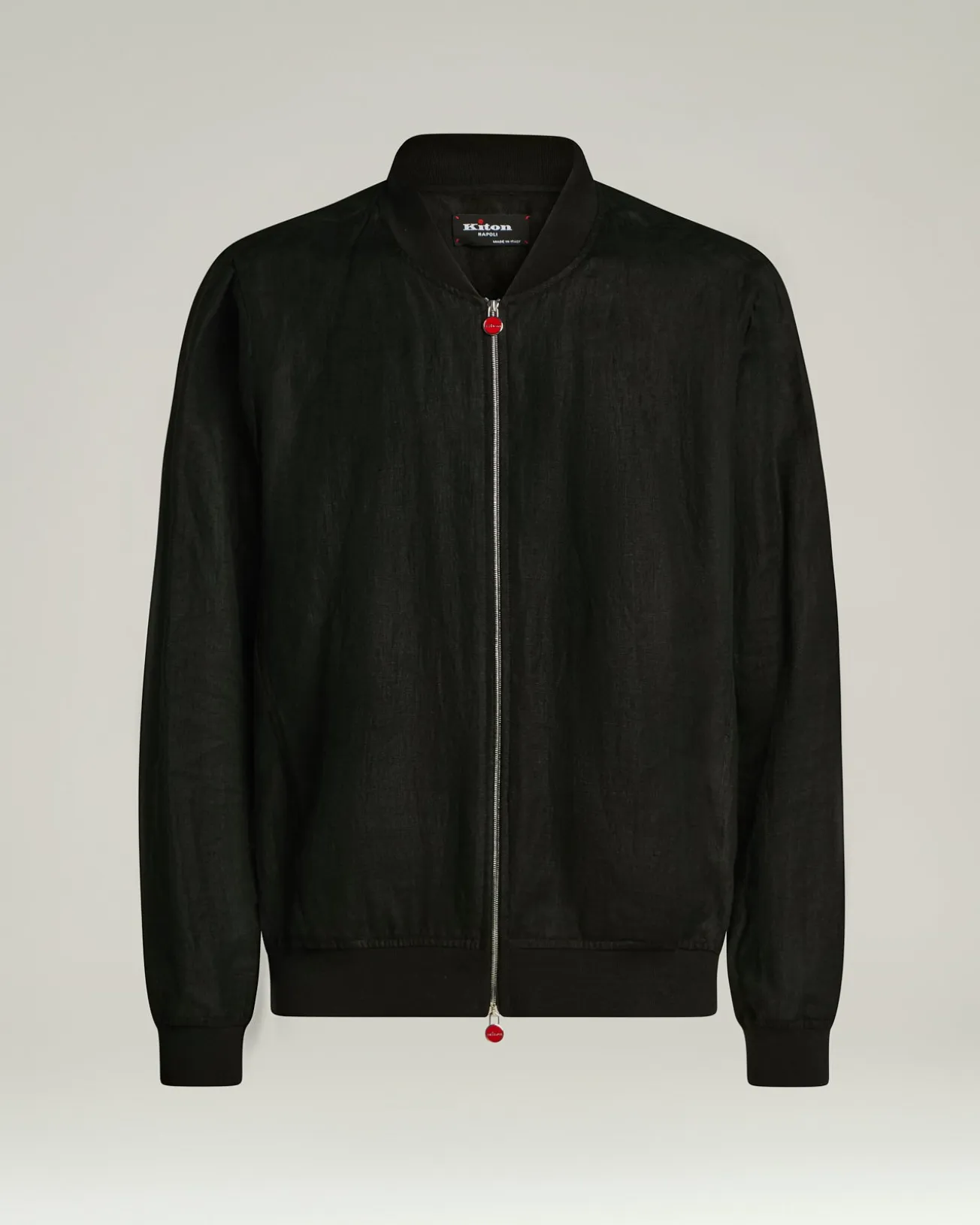 PURE LINEN JACKET WITH ZIP IN BLACK