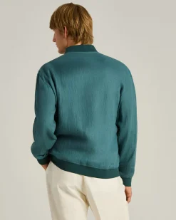 PURE LINEN JACKET WITH ZIP IN CORNFLOWER BLUE