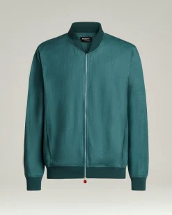 PURE LINEN JACKET WITH ZIP IN CORNFLOWER BLUE