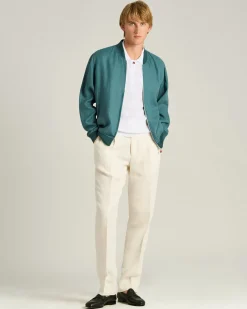 PURE LINEN JACKET WITH ZIP IN CORNFLOWER BLUE