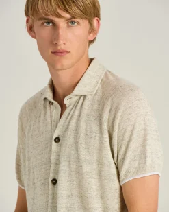 PURE LINEN SHORT-SLEEVED SHIRT IN GREY
