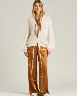 PURE SILK SCARF LEATHER WITH CALFSKIN TRIM