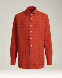 RED PLAID SHIRT IN COTTON FLANNEL