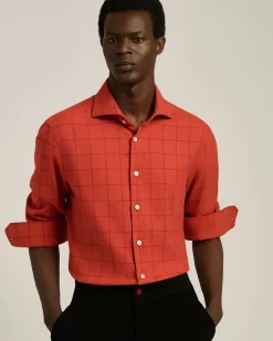 RED PLAID SHIRT IN COTTON FLANNEL