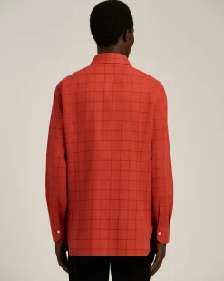 RED PLAID SHIRT IN COTTON FLANNEL