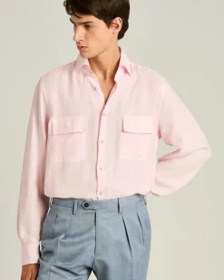 ROSE SHIRT WITH PATCH POCKETS IN 100% LINEN