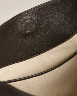 SEMI-SOFT DARK BROWN CALFSKIN LEATHER BAG