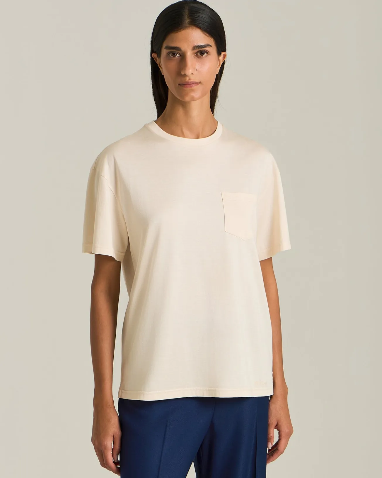 SILK AND COTTON T-SHIRT WITH BREAST POCKET