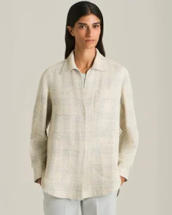 SILK AND LINEN BLEND CHECKED OVERSHIRT