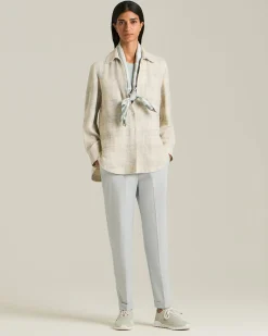 SILK AND LINEN BLEND CHECKED OVERSHIRT