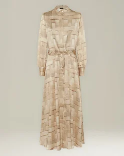 SILK CHEMISIER WITH SOFT CUBES PATTERN