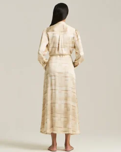 SILK CHEMISIER WITH SOFT CUBES PATTERN