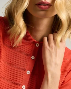 SILK POLO SHIRT IN CORAL