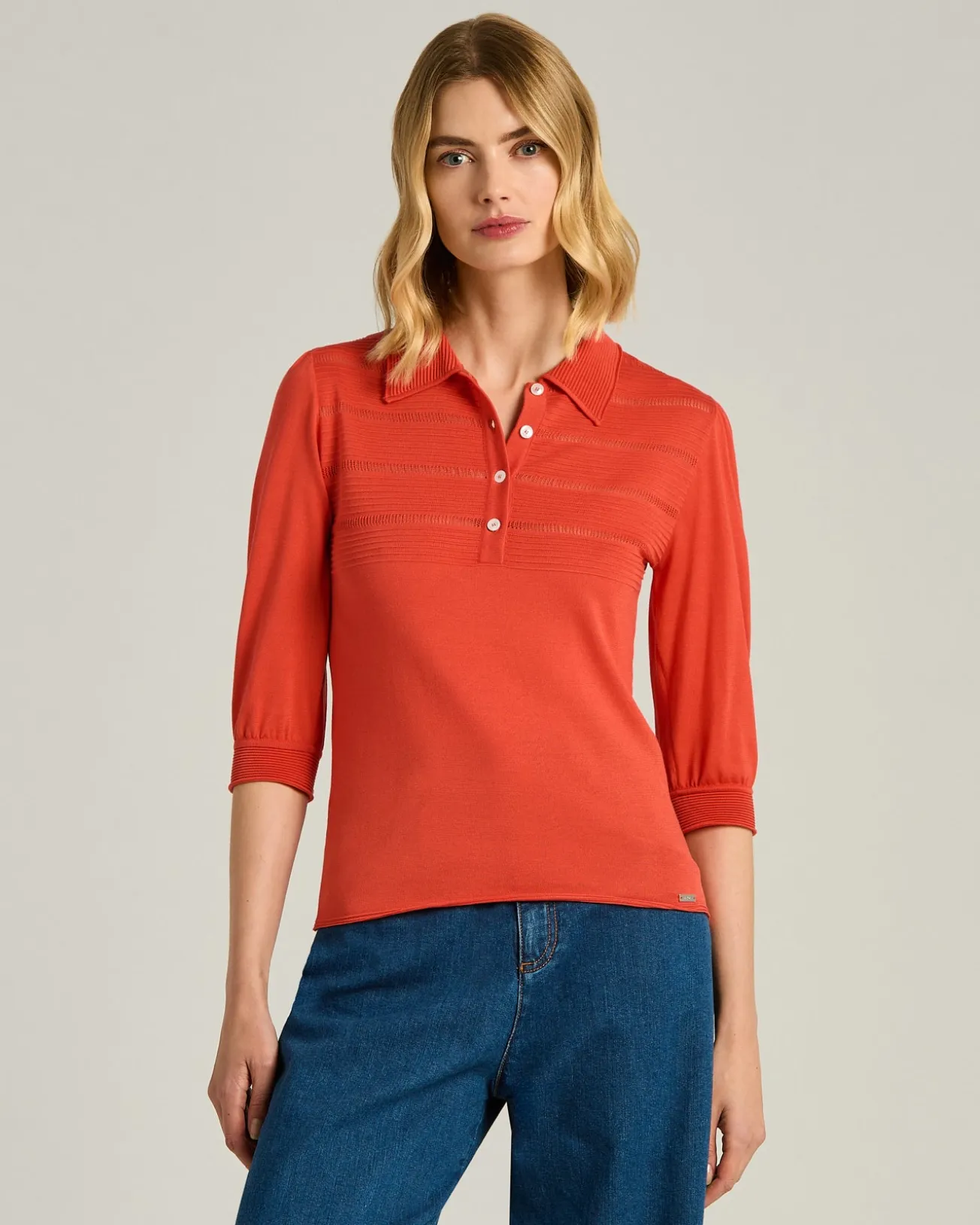 SILK POLO SHIRT IN CORAL