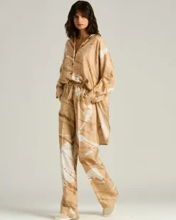 SILK SATIN SHIRT WITH ABSTRACT PATTERN