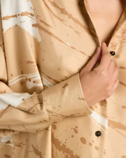 SILK SATIN SHIRT WITH ABSTRACT PATTERN