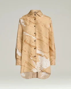 SILK SATIN SHIRT WITH ABSTRACT PATTERN