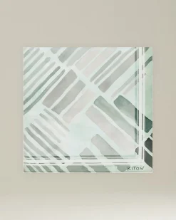 SILK SCARF WITH ETHNIC BRUSH PATTERN