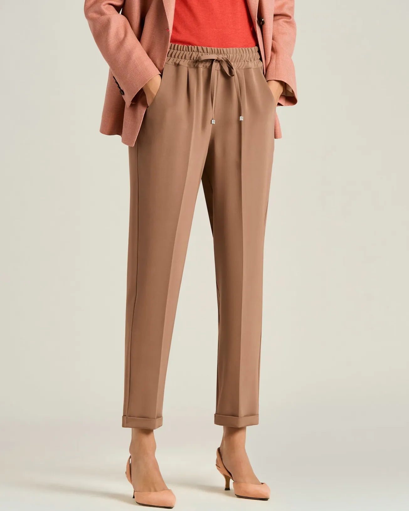 SILK TROUSERS WITH ELASTICATED WAIST