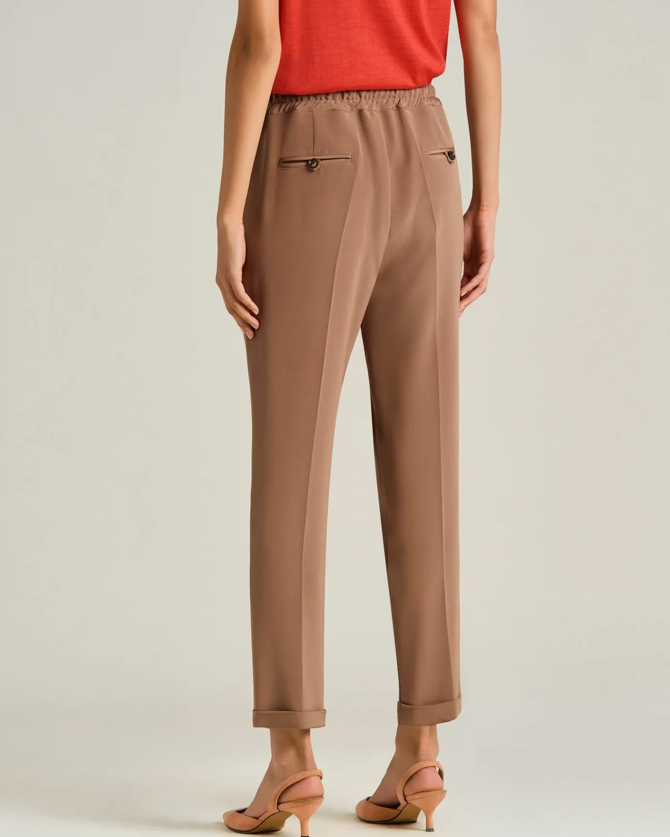 SILK TROUSERS WITH ELASTICATED WAIST