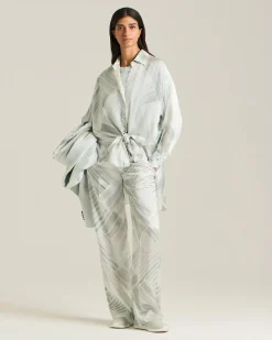 SILK TROUSERS WITH ETHNIC BRUSH PATTERN
