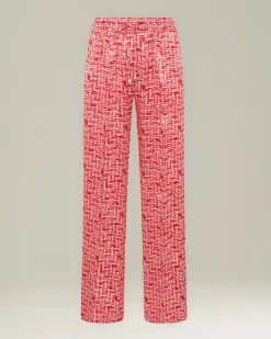 SILK TROUSERS WITH SCARLET STAIRS PATTERN
