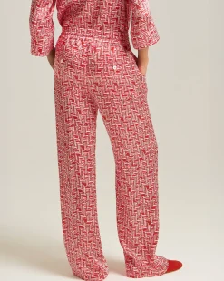 SILK TROUSERS WITH SCARLET STAIRS PATTERN
