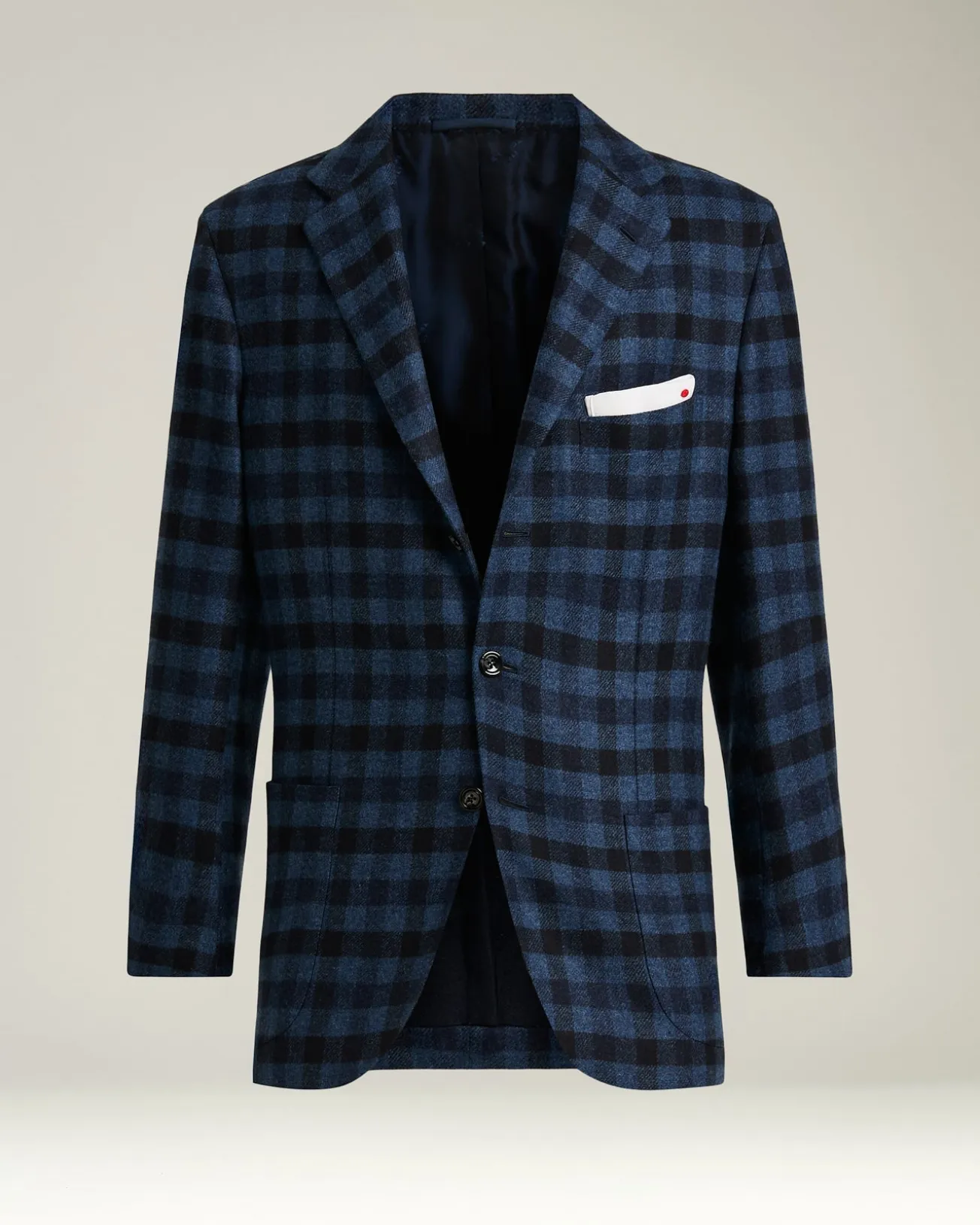 SINGLE-BREASTED CHECKED BLAZER IN CASHMERE, VICUÑA AND SILK