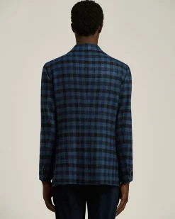 SINGLE-BREASTED CHECKED BLAZER IN CASHMERE, VICUÑA AND SILK