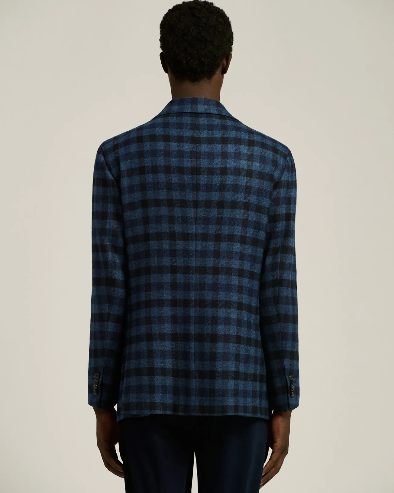 SINGLE-BREASTED CHECKED BLAZER IN CASHMERE, VICUÑA AND SILK