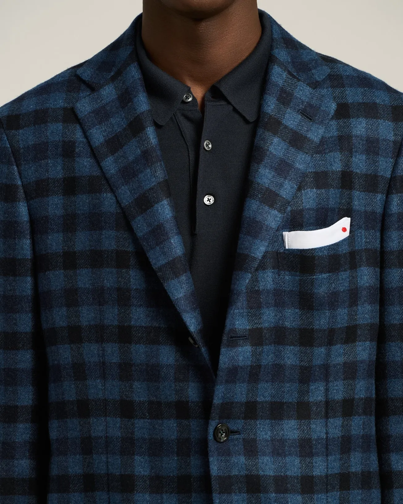 SINGLE-BREASTED CHECKED BLAZER IN CASHMERE, VICUÑA AND SILK