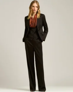 SINGLE-BREASTED JACKET IN STRETCH VIRGIN WOOL BROWN
