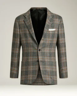 SINGLE-BREASTED MEDIUM GREY PRINCE OF WALES JACKET IN CASHMERE