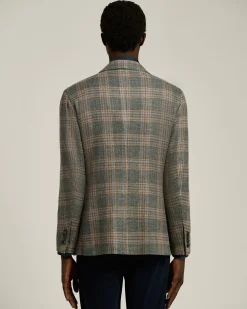 SINGLE-BREASTED MEDIUM GREY PRINCE OF WALES JACKET IN CASHMERE