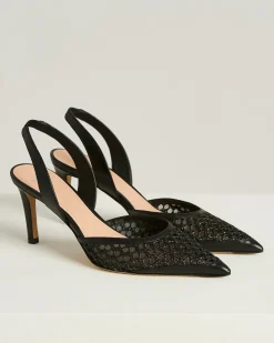 SLINGBACK COURT SHOE BLACK CALFSKIN LEATHER