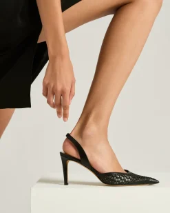 SLINGBACK COURT SHOE BLACK CALFSKIN LEATHER