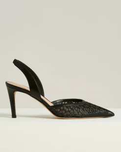 SLINGBACK COURT SHOE BLACK CALFSKIN LEATHER