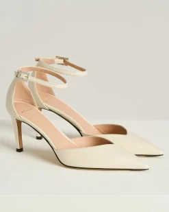SMOOTH CALFSKIN DÉCOLLETÉ WITH ANKLE STRAP IN MILK WHITE