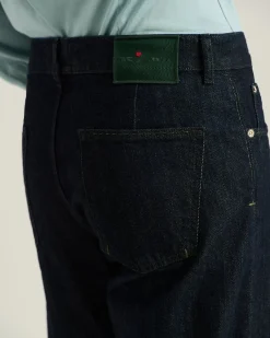 STRETCH COTTON TROUSERS IN INDIGO