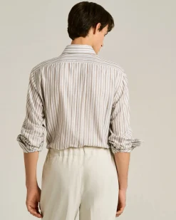 STRIPED COTTON SHIRT IN BROWN