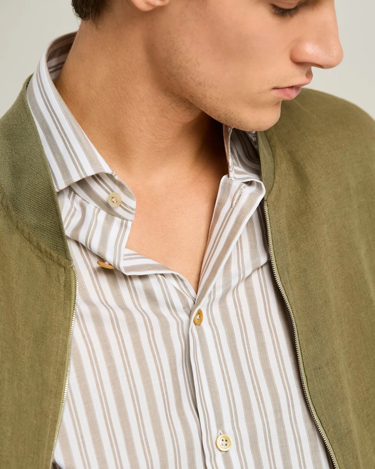 STRIPED COTTON SHIRT IN BROWN