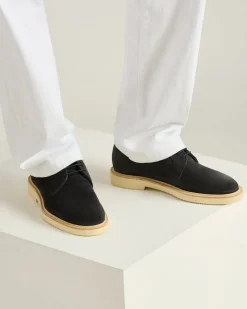 SUEDE CALFSKIN DERBY SHOE WITH RUBBER SOLE IN BLUE