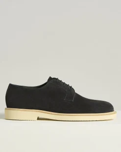 SUEDE CALFSKIN DERBY SHOE WITH RUBBER SOLE IN BLUE