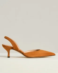 SUEDE COURT SHOE RUST CALFSKIN AND GOATSKIN