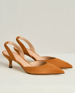 SUEDE COURT SHOE RUST CALFSKIN AND GOATSKIN