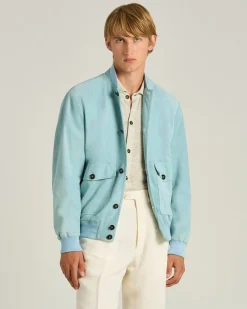 SUEDE JACKET IN AZURE LAMBSKIN