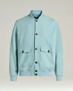SUEDE JACKET IN AZURE LAMBSKIN