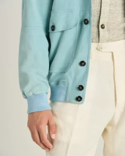 SUEDE JACKET IN AZURE LAMBSKIN