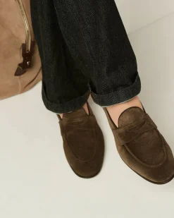 SUEDE LOAFERS DARK BROWN CALFSKIN