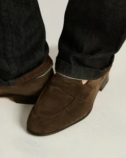 SUEDE LOAFERS DARK BROWN CALFSKIN